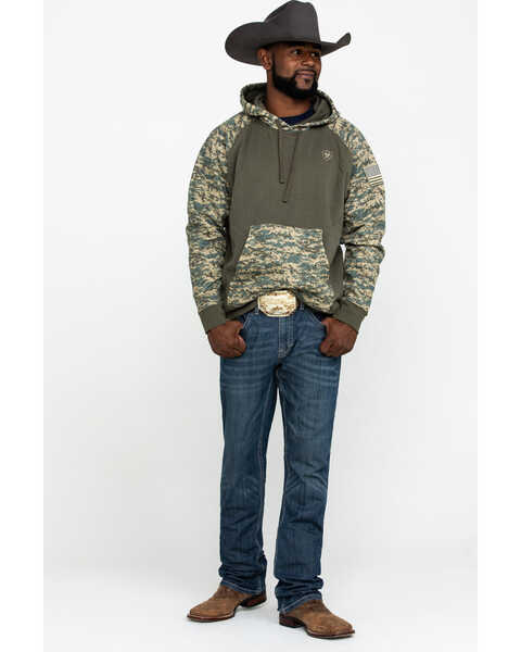 Image #6 - Ariat Men's Camo Patriot Hooded Sweatshirt , Green, hi-res