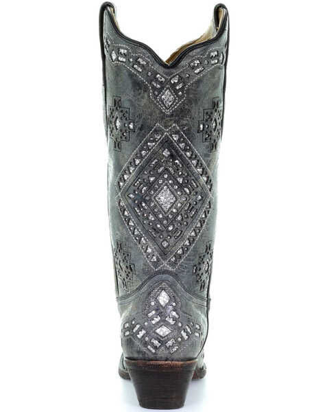 Image #5 - Corral Women's Glitter Inlay Western Boots, Black Distressed, hi-res