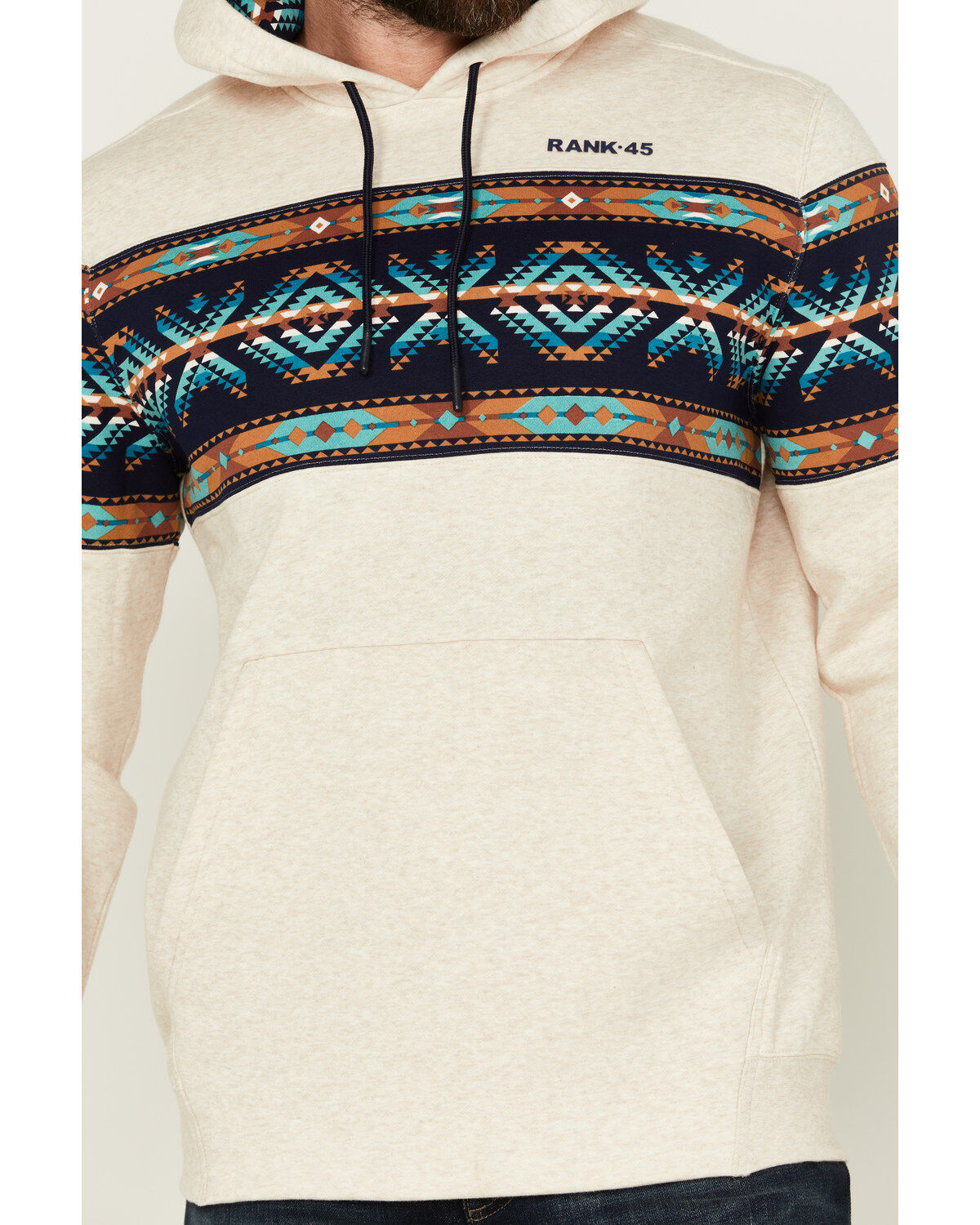 Image #3 - RANK 45&reg; Men's Sworn Border Print Hooded Sweatshirt, Ivory, hi-res
