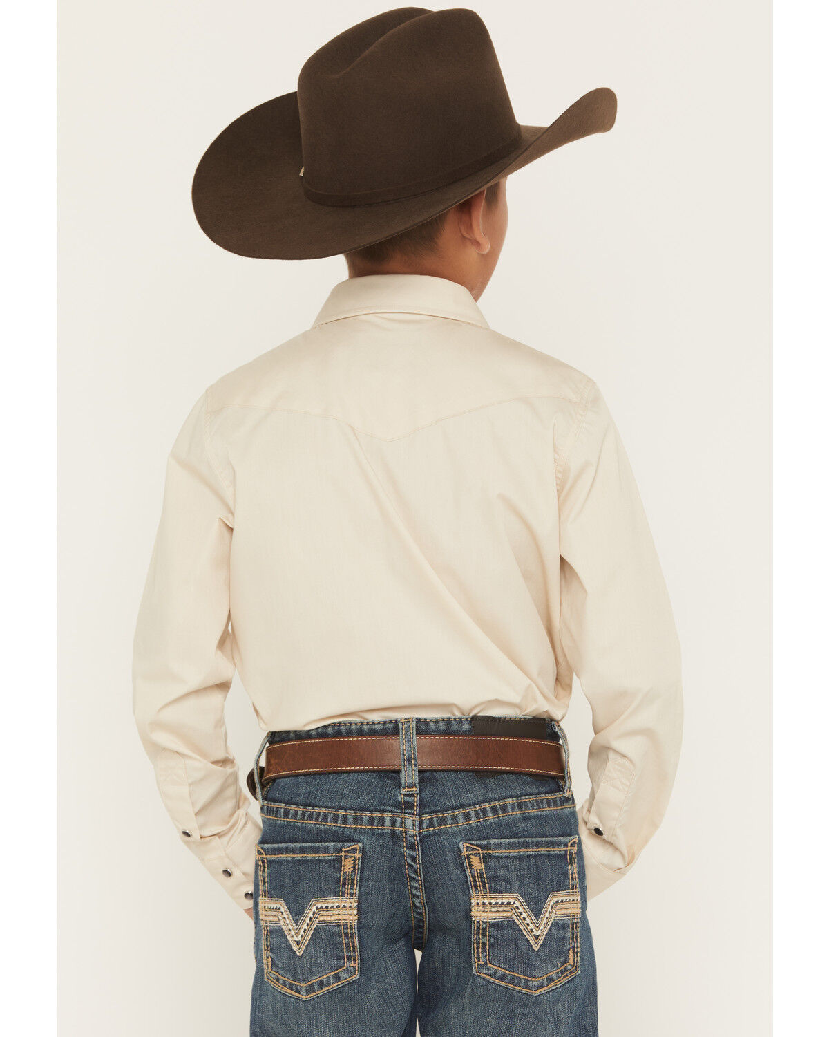 Image #4 - Gibson Trading Co Boys' Solid Basic Long Sleeve Pearl Snap Western Shirt, Tan, hi-res
