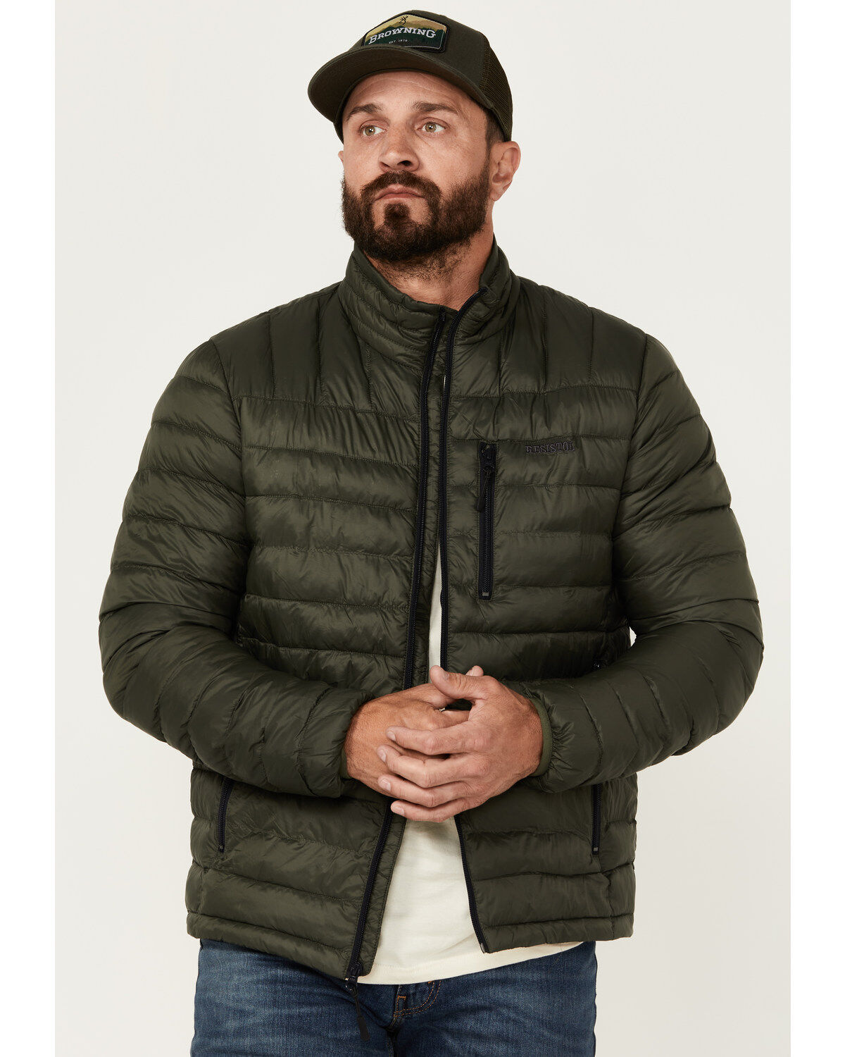 Image #1 - Resistol Men's Cold Bloq Puffer Jacket, Olive, hi-res