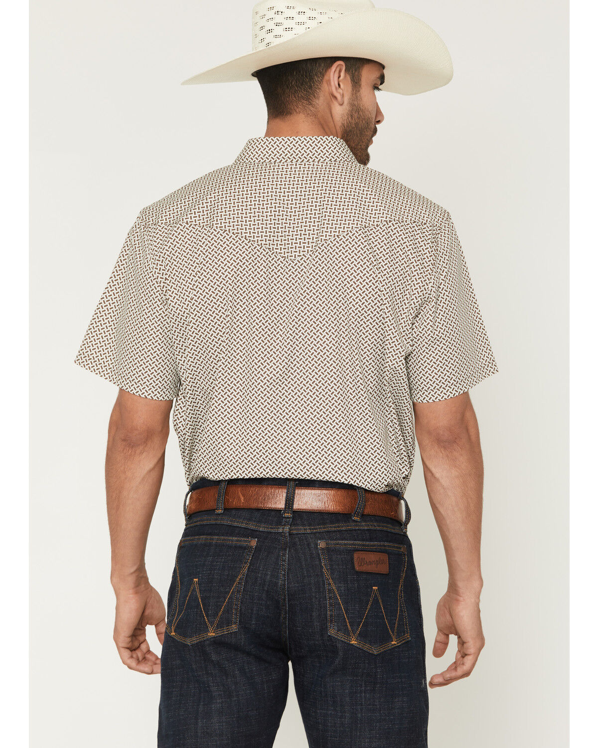Image #4 - Gibson Trading Co Men's Sedona Tile Geo Print Short Sleeve Snap Western Shirt, Brown, hi-res
