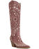 Image #1 - Azalea Wang Women's Aamina Embellished Tall Western Boots - Round Toe, Pink, hi-res