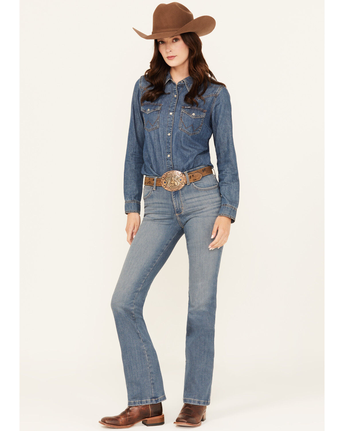 Image #1 - Wrangler Women's Ada Medium Wash Bespoke High Rise Bootcut Stretch Denim Jeans, Medium Wash, hi-res
