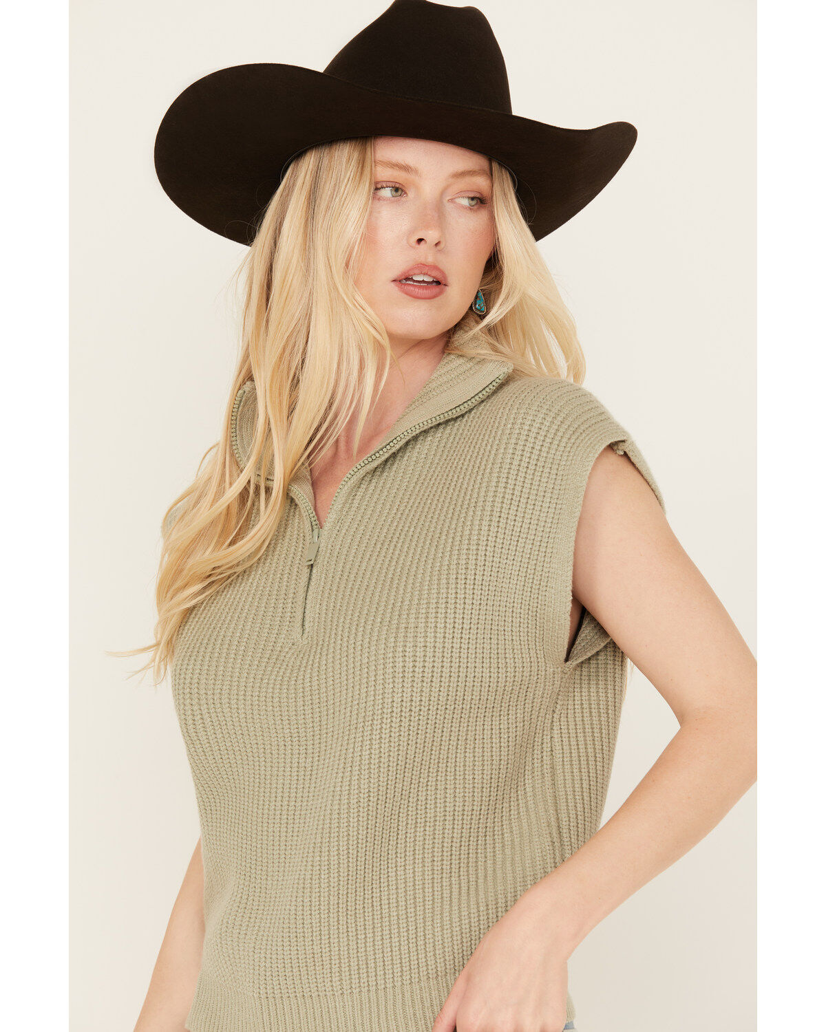 Image #2 - Revel Women's Quarter Zip Sweater Vest, Sage, hi-res
