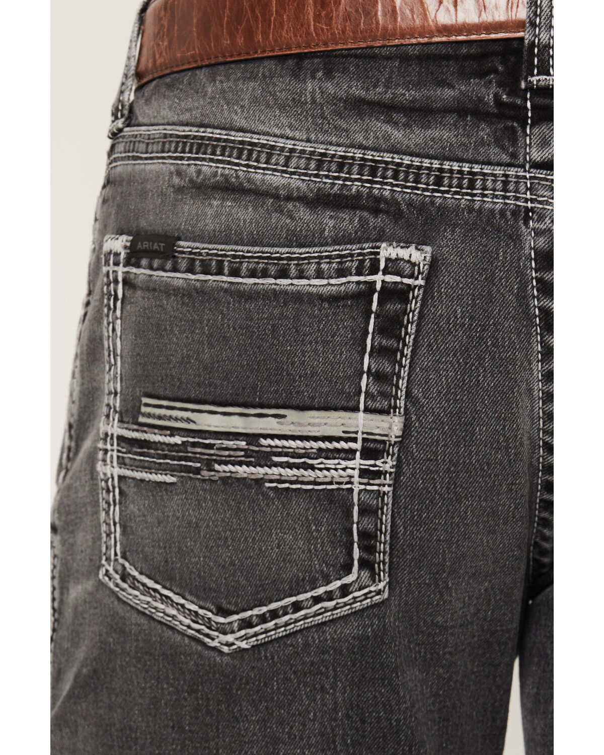 Image #4 - Ariat Men's M4 Ramiro Steven Washed Relaxed Bootcut Stretch Denim Jeans, Black, hi-res