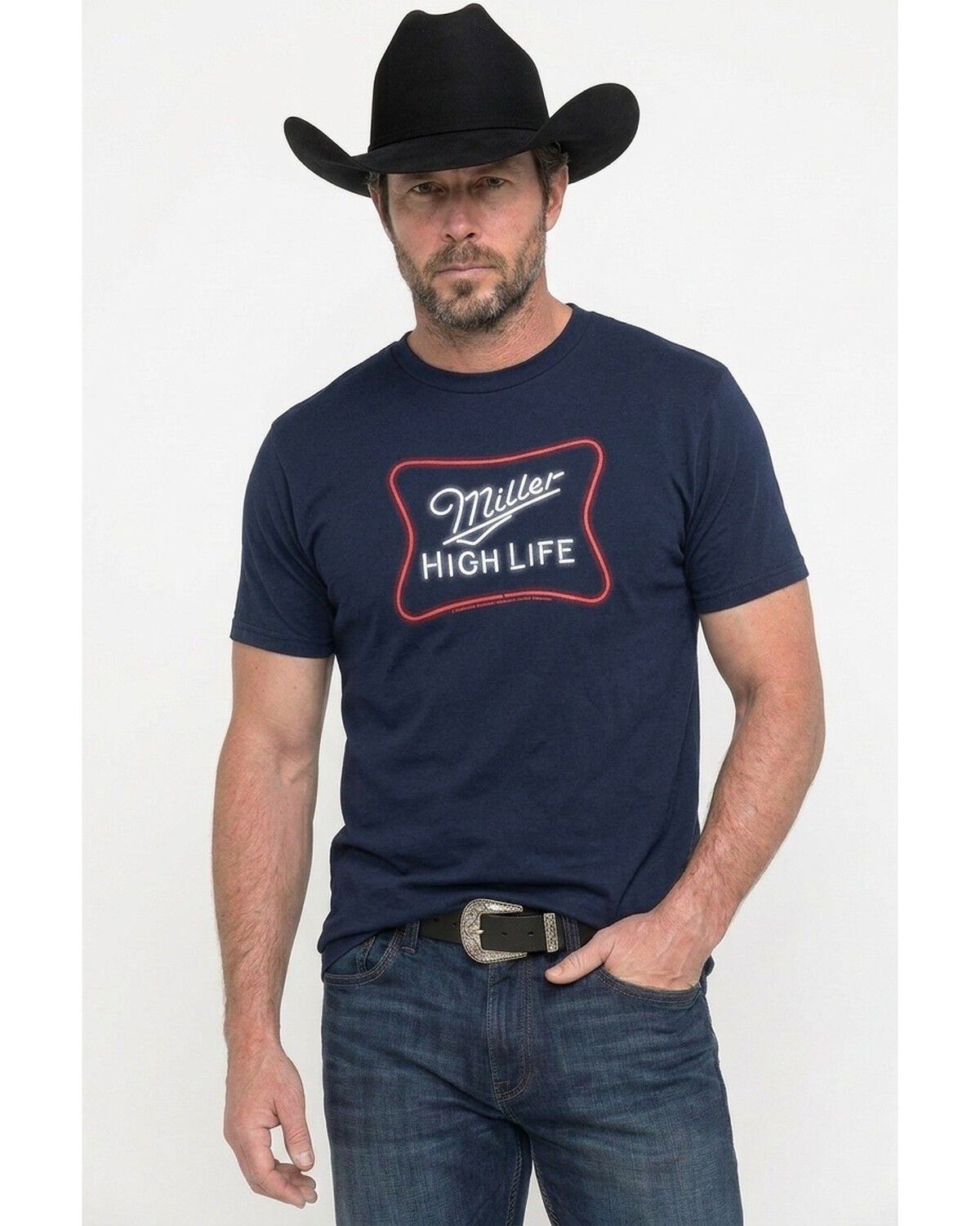 Miller Men's High Life Short Sleeve Graphic T-Shirt, Navy, hi-res
