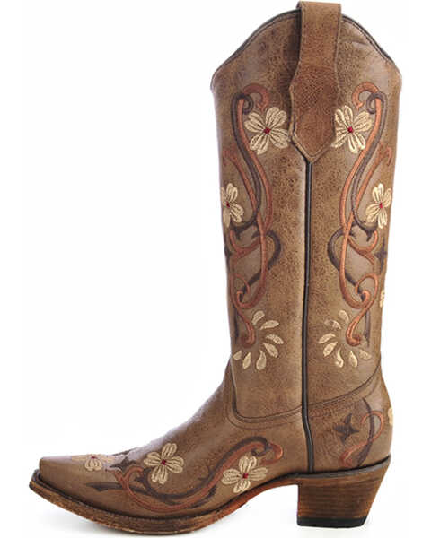 Image #2 - Circle G Women's Floral Embroidered Western Boots, Brown, hi-res
