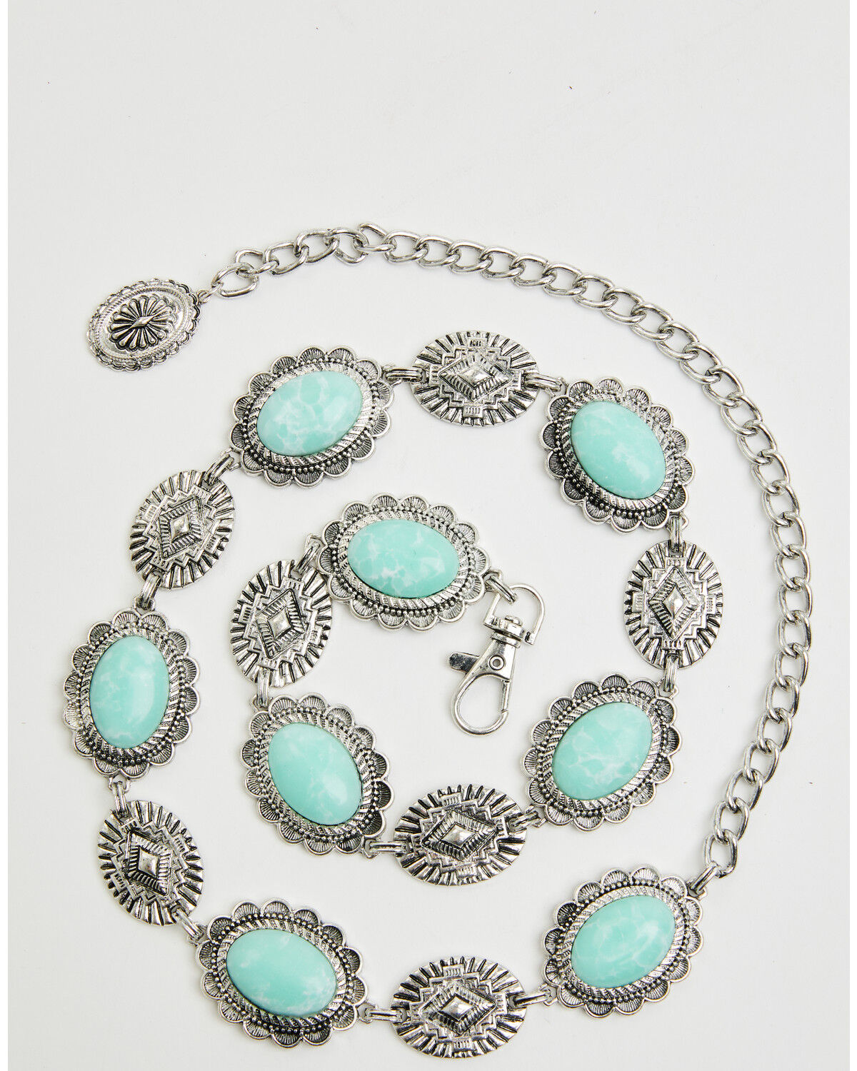 Image #2 - Shyanne Women's Southwestern Stone Chain Belt, Silver, hi-res