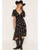 Image #1 - Wild Moss Women's Floral Print High-Low Dress, Black, hi-res
