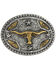 Image #1 - Cody James® Oval Long Horn Belt Buckle, Silver, hi-res