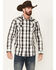 Image #1 - Moonshine Spirit&reg; Men's Skylark Plaid Print Long Sleeve Pearl Snap Western Shirt, White, hi-res