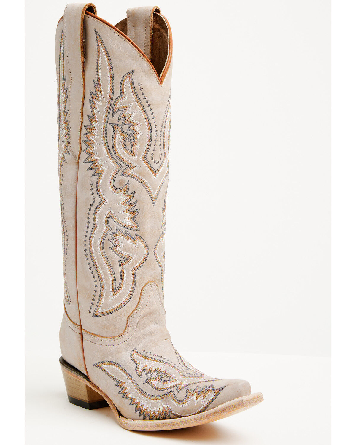 Image #1 - Circle G Women's Triad Embroidered Tall Western Boots - Snip Toe, White, hi-res