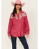 Image #1 - Mainstrip Women's Star Sequins Long Sleeve Button-Down Western Top, Pink, hi-res