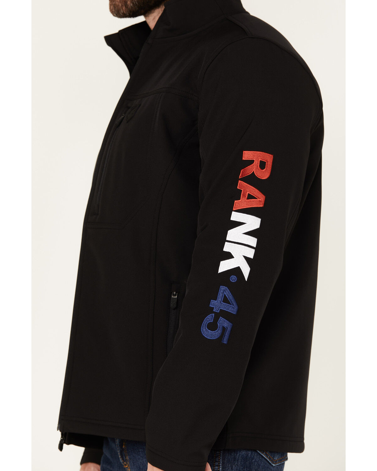 Image #4 - RANK 45&reg; Men's American Flag Logo Softshell Jacket, Black, hi-res