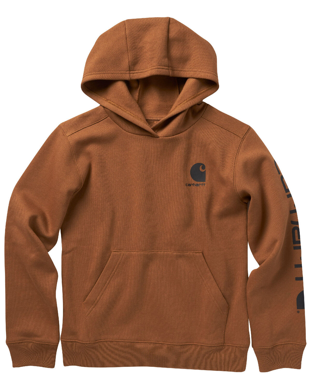 Carhartt Little Boys' Logo Graphic Hooded Sweatshirt, Brown, hi-res