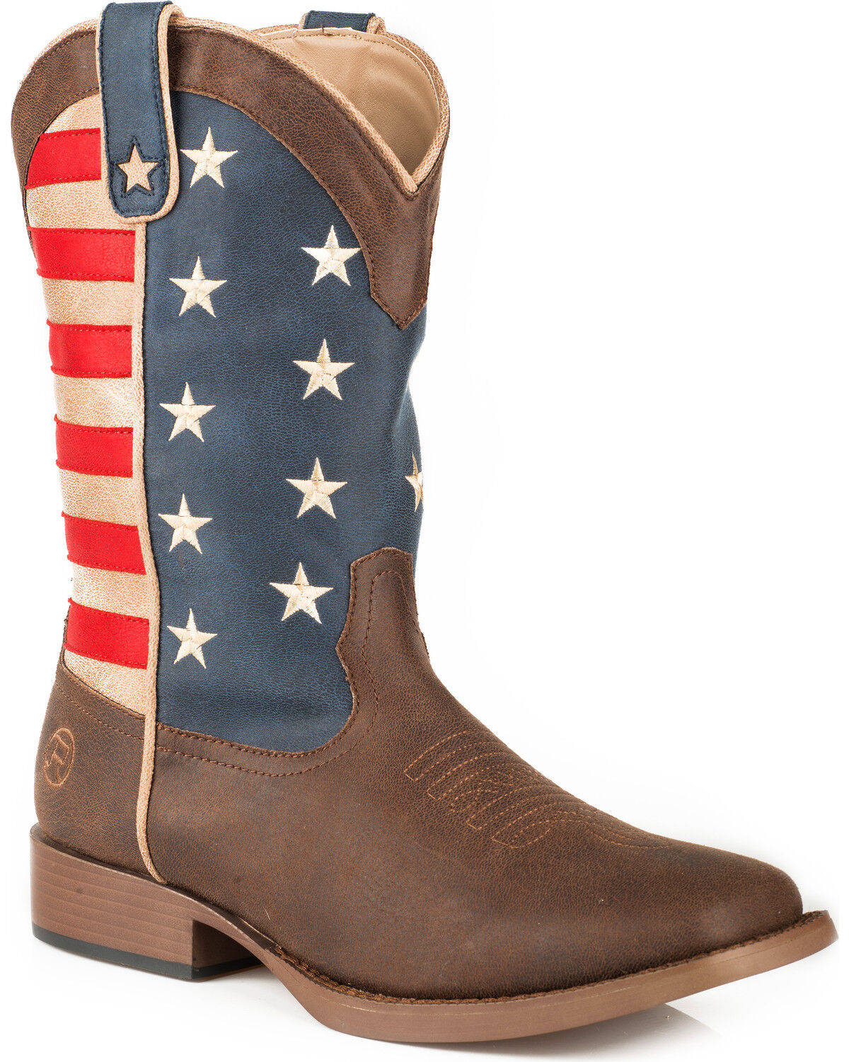 Roper Boys' American Patriot Boots - Square Toe, Brown, hi-res