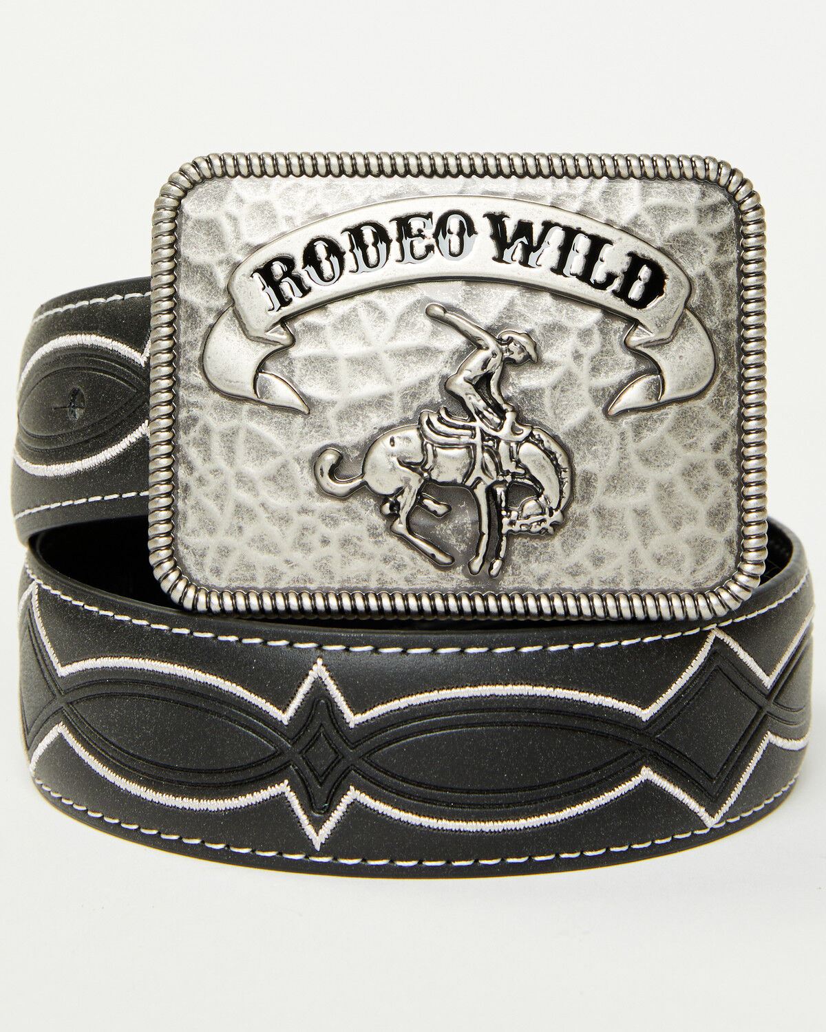 Cody James Boys' Deacon Rodeo Wild Buckle Belt, Black, hi-res