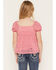 Image #4 - Sugar California Girls' Lace Short Puff Sleeve Shirt, Pink, hi-res