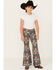 Image #1 - Rock & Roll Denim Girls' Geo Print Stretch Bell Bottom Jeans , Tan, hi-res