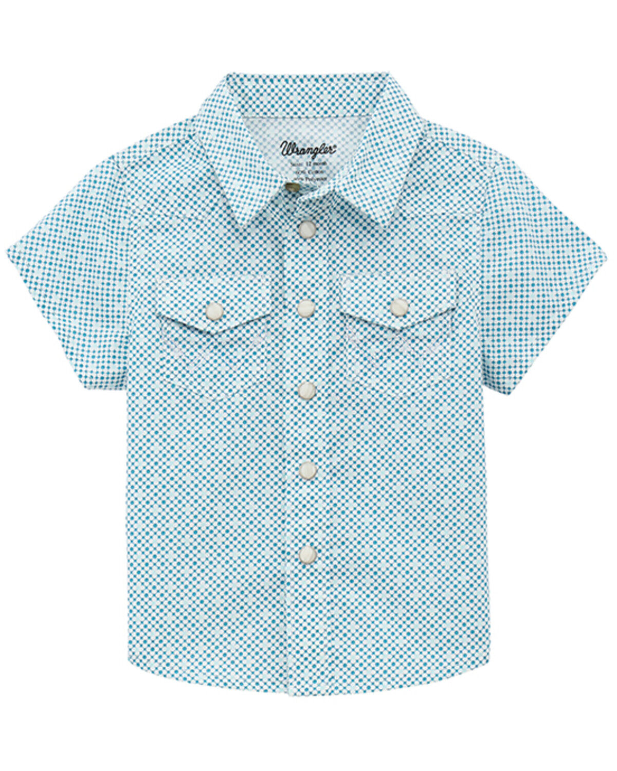 Wrangler Infant Boys' Geo Print Short Sleeve Snap Western Shirt, Blue, hi-res