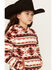 Image #2 - Shyanne Girls' Bailey Po Southwestern Print Polar Fleece Hoodie , Medium Brown, hi-res