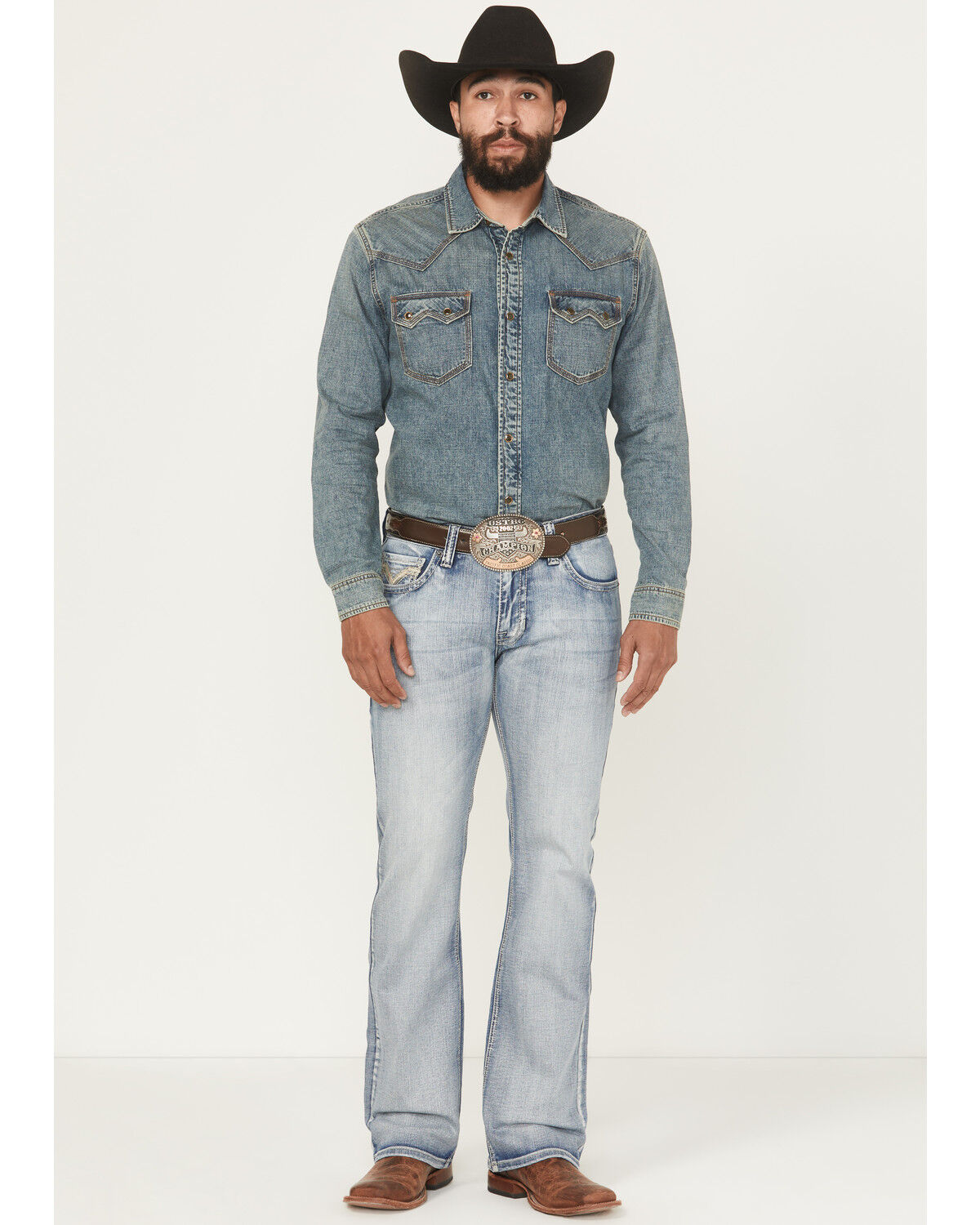 Rock & Roll Denim Men's Boot Barn Exclusive Light Wash Pistol Bootcut Stretch Denim Jeans, Light Wash, hi-res