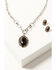 Image #1 - Shyanne Women's Heritage Valley Brown Agate Pendant Necklace and Earring Set - 2 Piece , Silver, hi-res