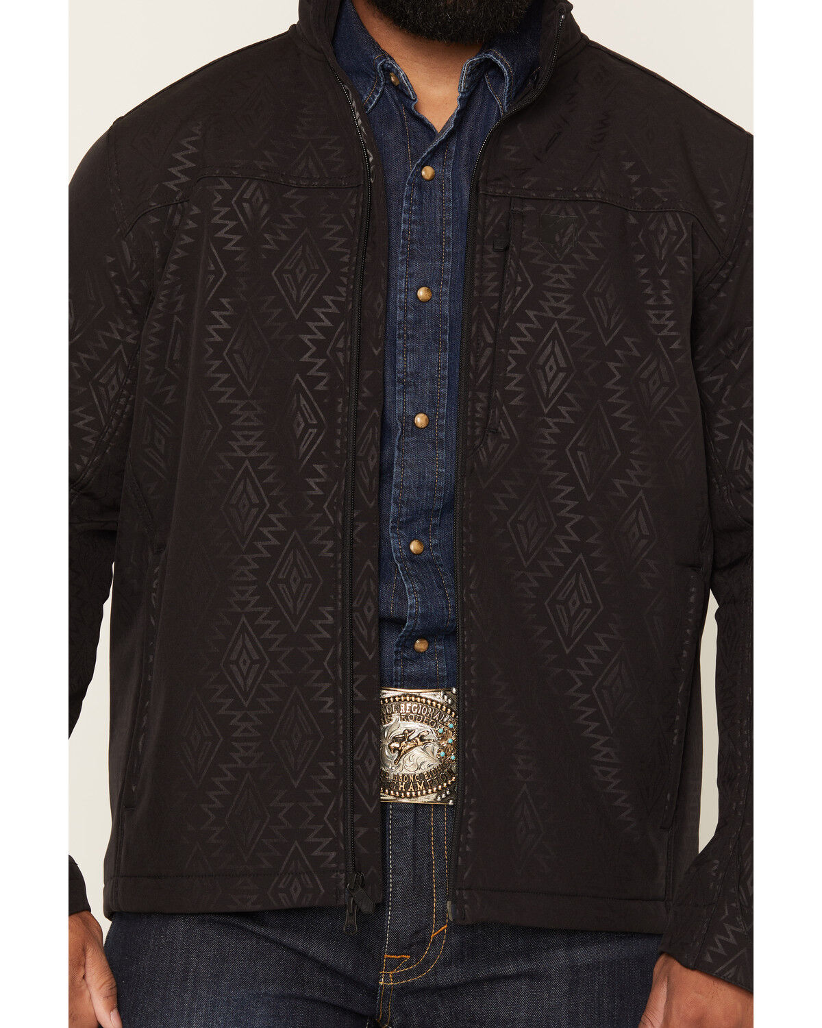 Image #3 - RANK 45&reg; Men's Buck Southwestern Print Softshell Jacket, Black, hi-res