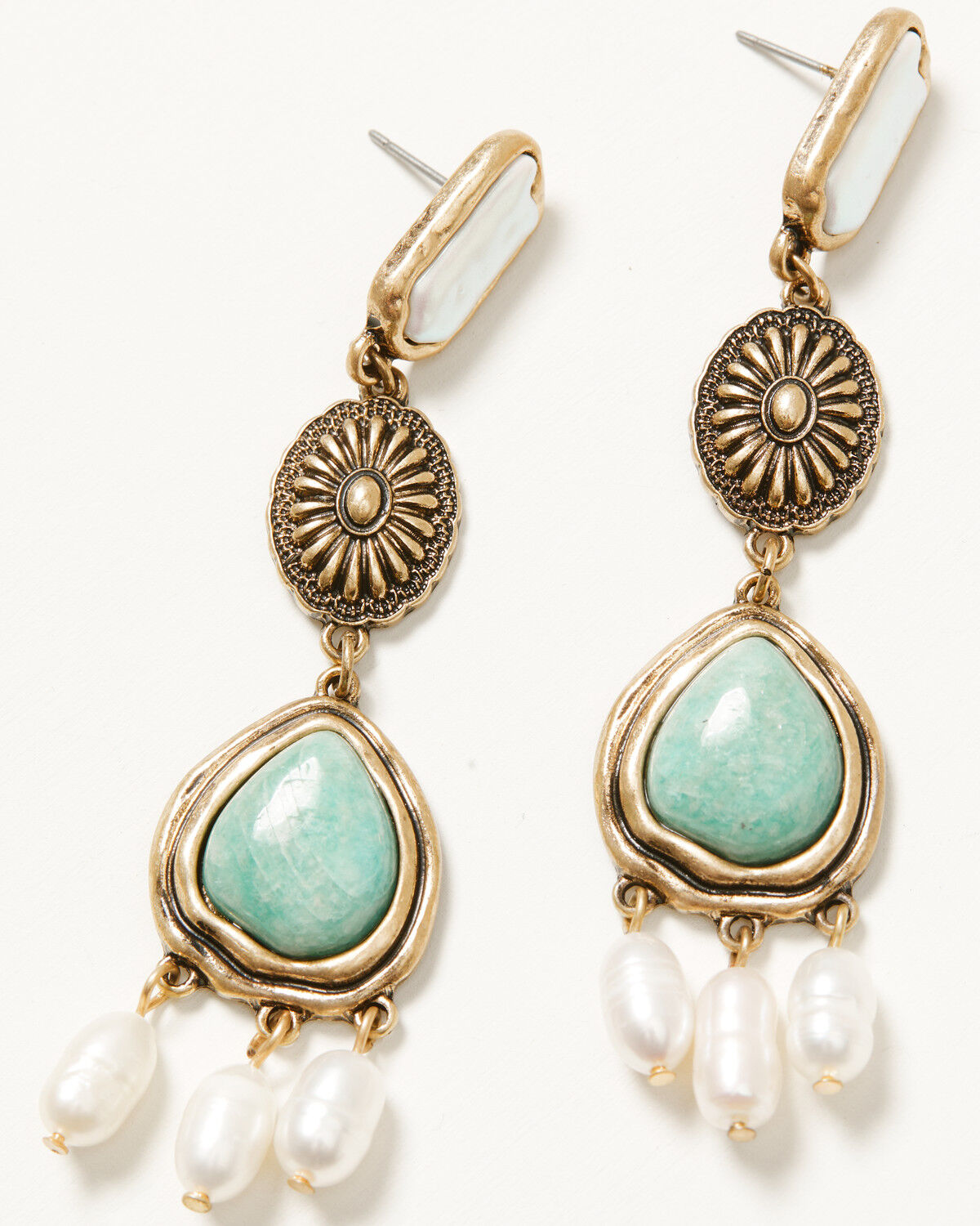 Shyanne Women's Western Romance Concho Earrings, Gold, hi-res