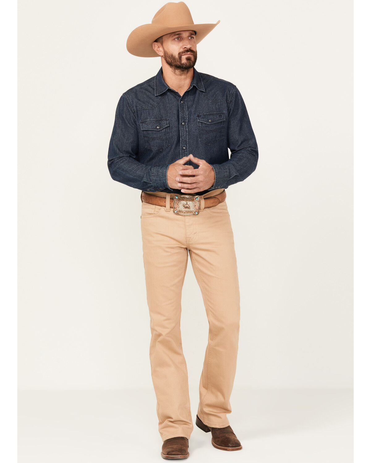 Cody James Men's Dalton Wash Wyatt Slim Bootcut Stretch Denim Jeans, Tan, hi-res