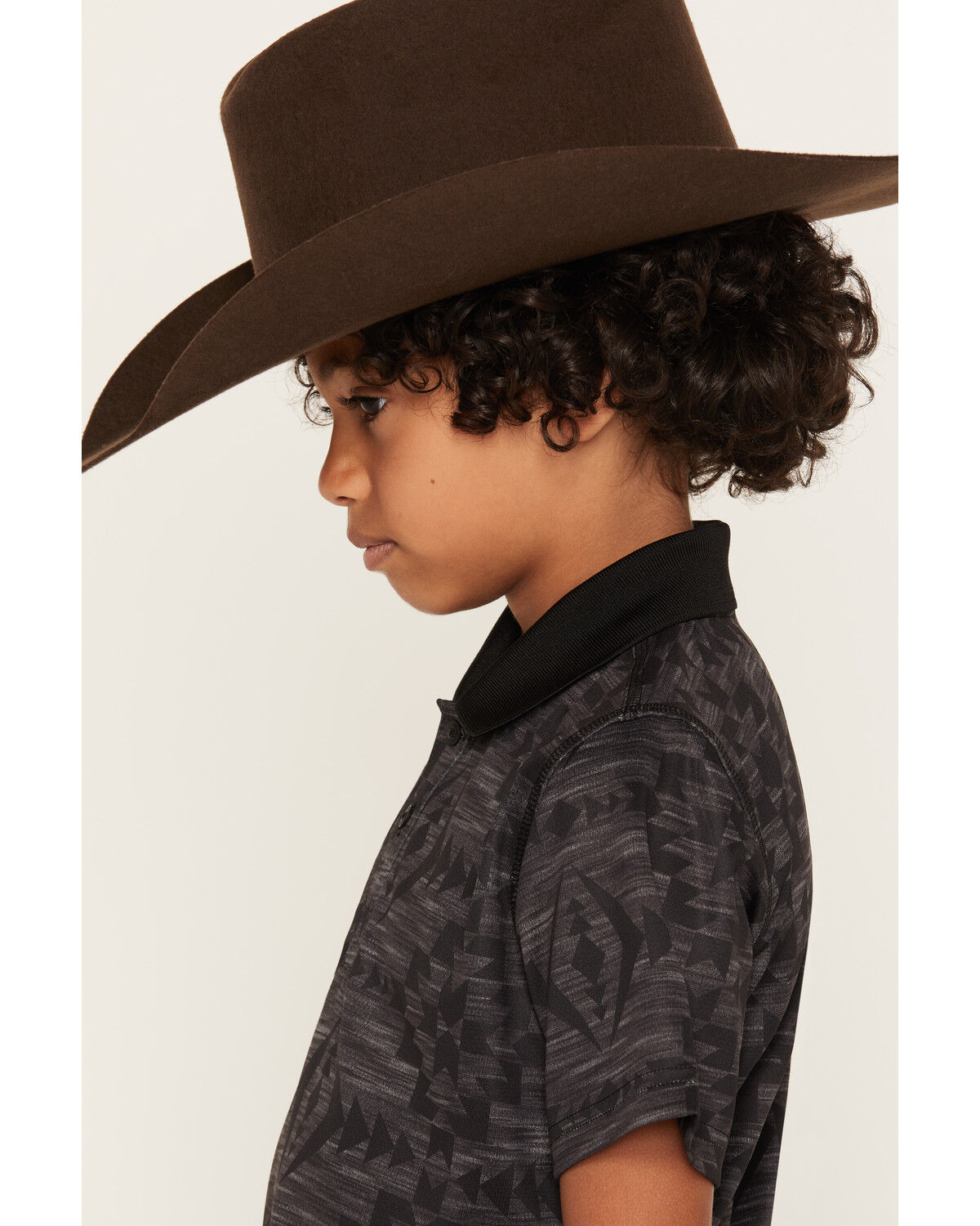 Image #2 - RANK 45&reg; Boys' Tonal Southwestern Print Short Sleeve Polo, Charcoal, hi-res