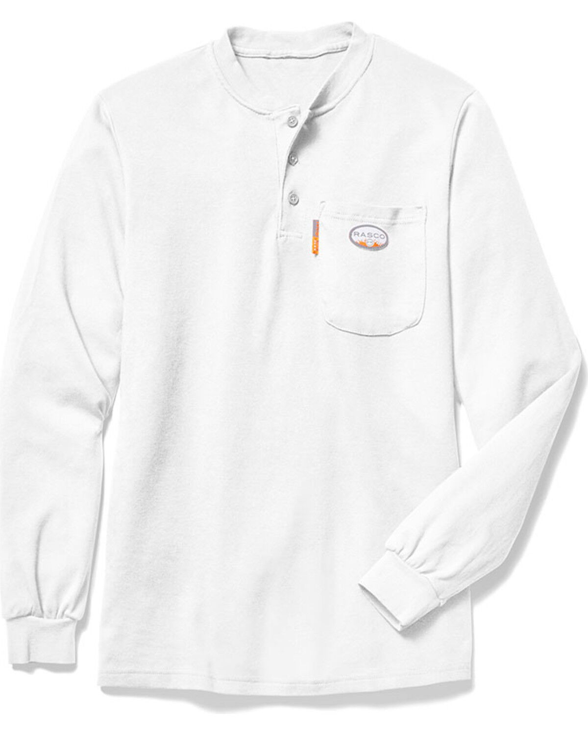Image #1 - Rasco Men's FR Henley Long Sleeve T-Shirt - Big, White, hi-res