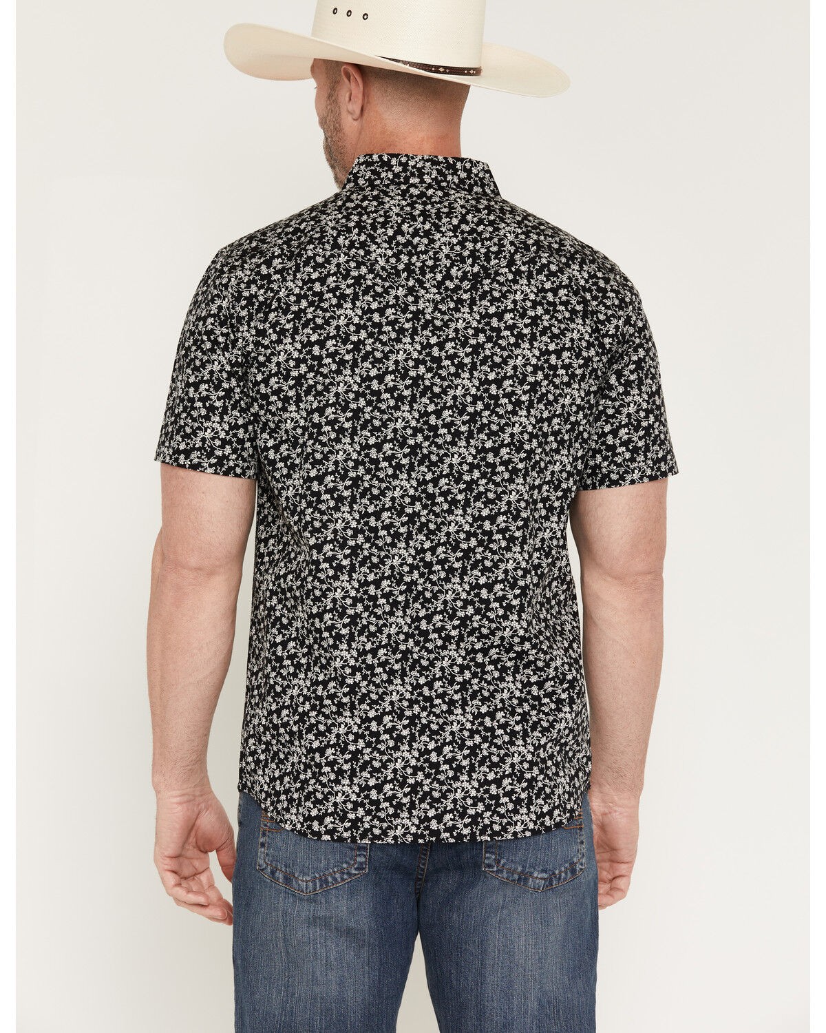Image #4 - Moonshine Spirit&reg; Men's Midnight Bloom Floral Print Short Sleeve Snap Western Shirt, Black, hi-res