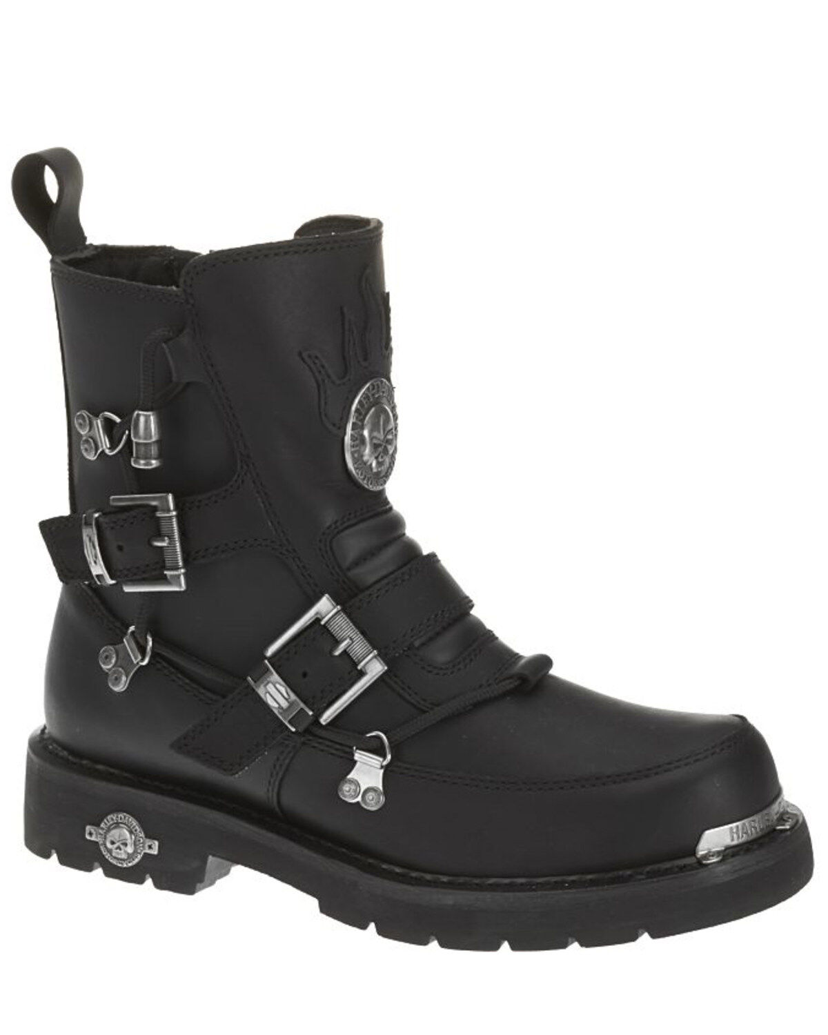 Harley Davidson Men's Distortion Skull Moto Boots - Round Toe, Black, hi-res