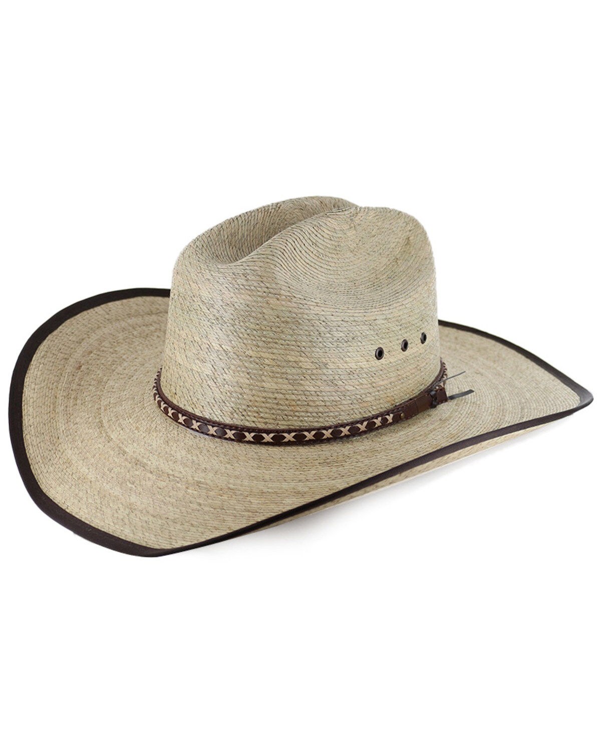 Cody James&reg; Men's Brown Trimmed Straw Hat, Natural, hi-res