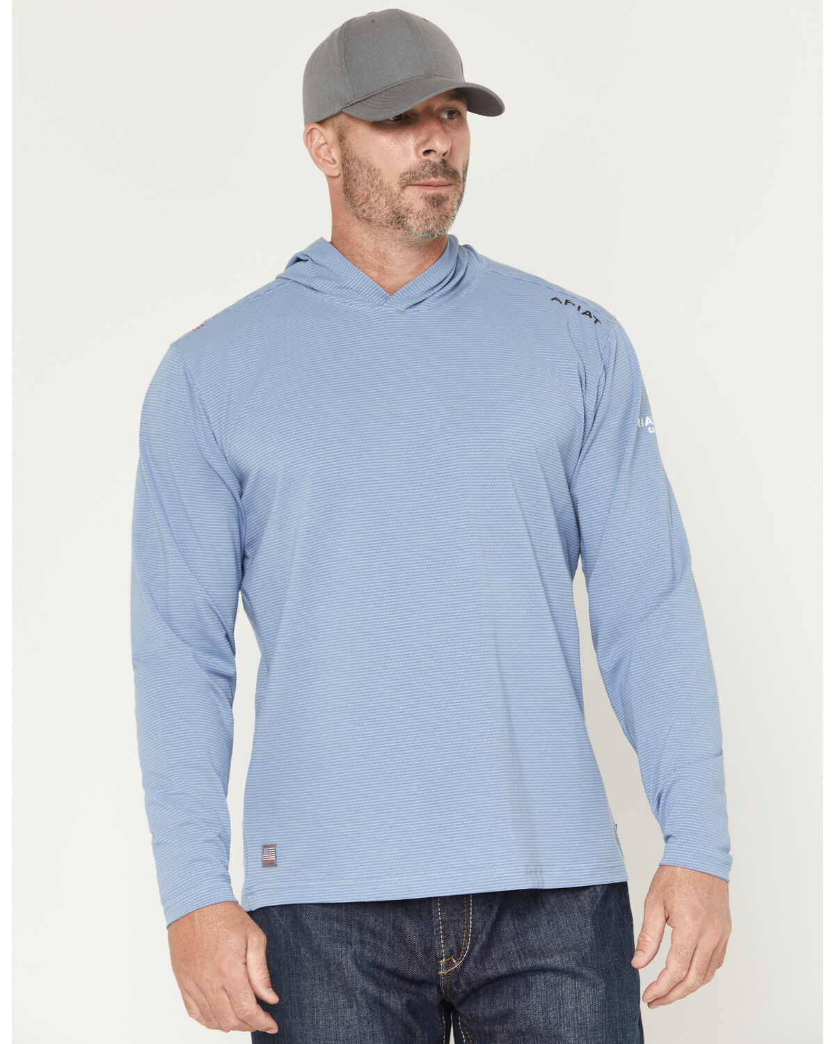 Image #1 - Ariat Men's FR Baselayer Hooded Long Sleeve Work Shirt, Medium Blue, hi-res