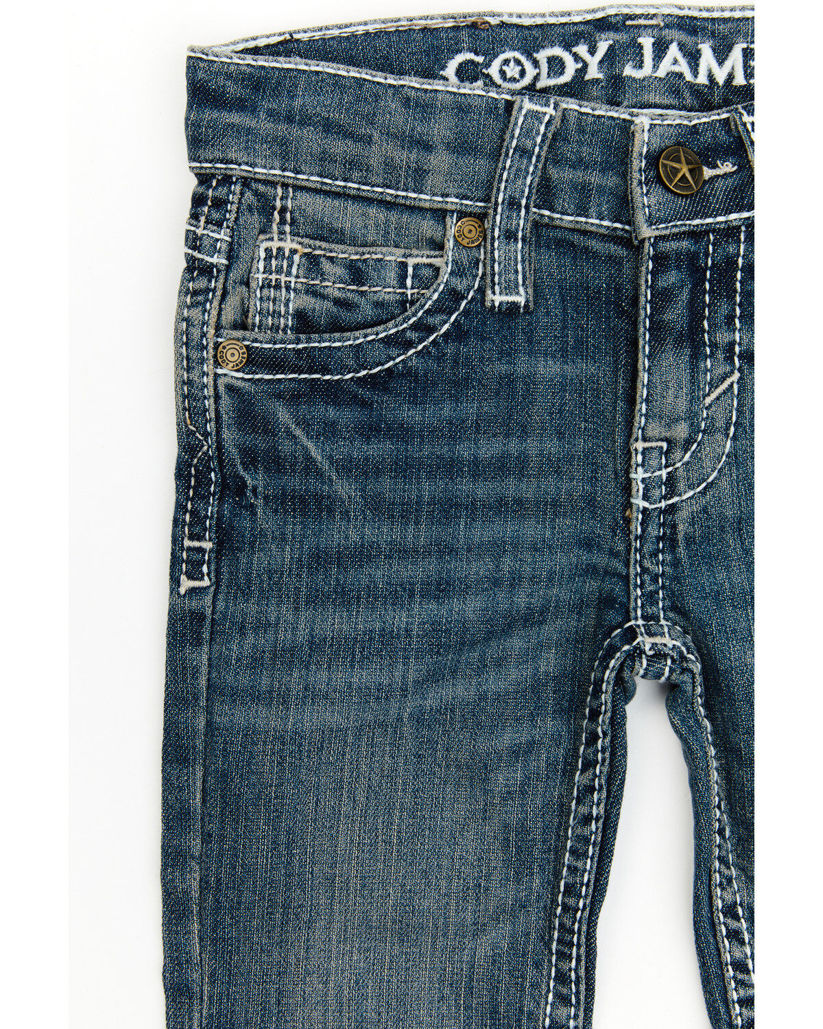 Image #2 - Cody James Toddler Boys' Stone Cold Wash Slim Boot Stretch Jeans, Dark Medium Wash, hi-res