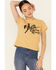 Image #1 - White Crow Women's Giddy Up Rough & Rowdy Graphic Short Sleeve Crop Tee, Dark Yellow, hi-res