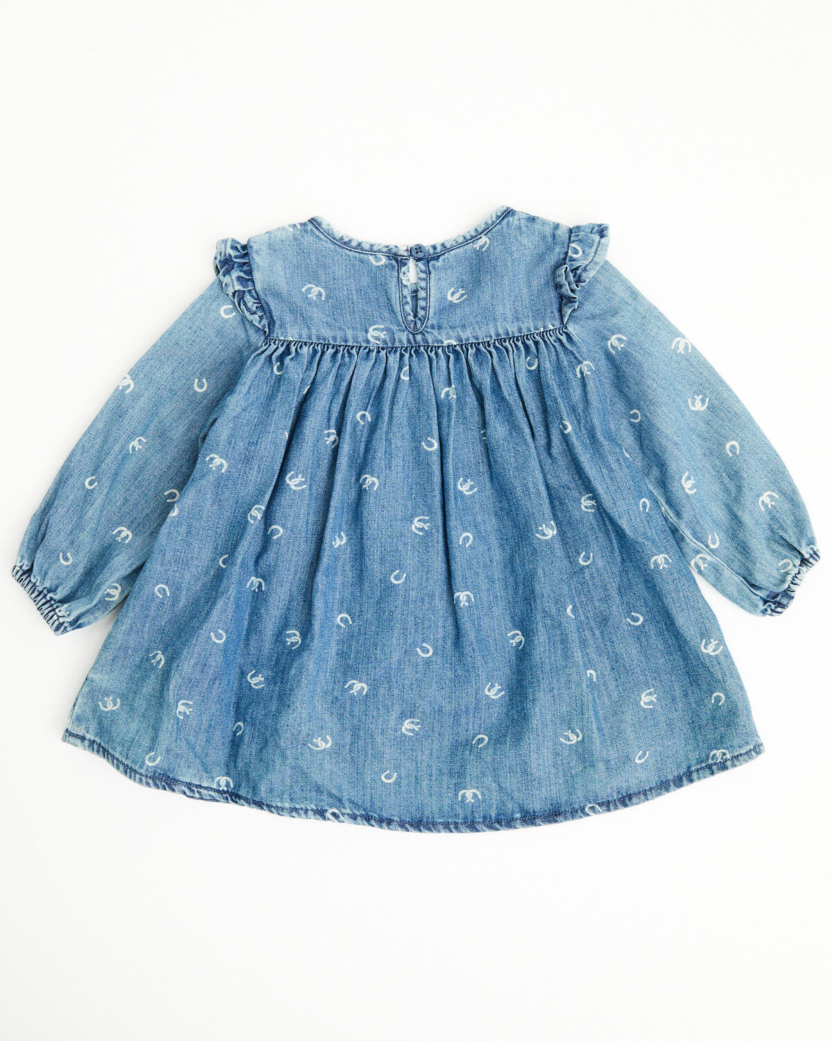 Image #2 - Wrangler Toddler Girls' Horseshoe Print Denim Dress Set - 2 Piece, Blue, hi-res