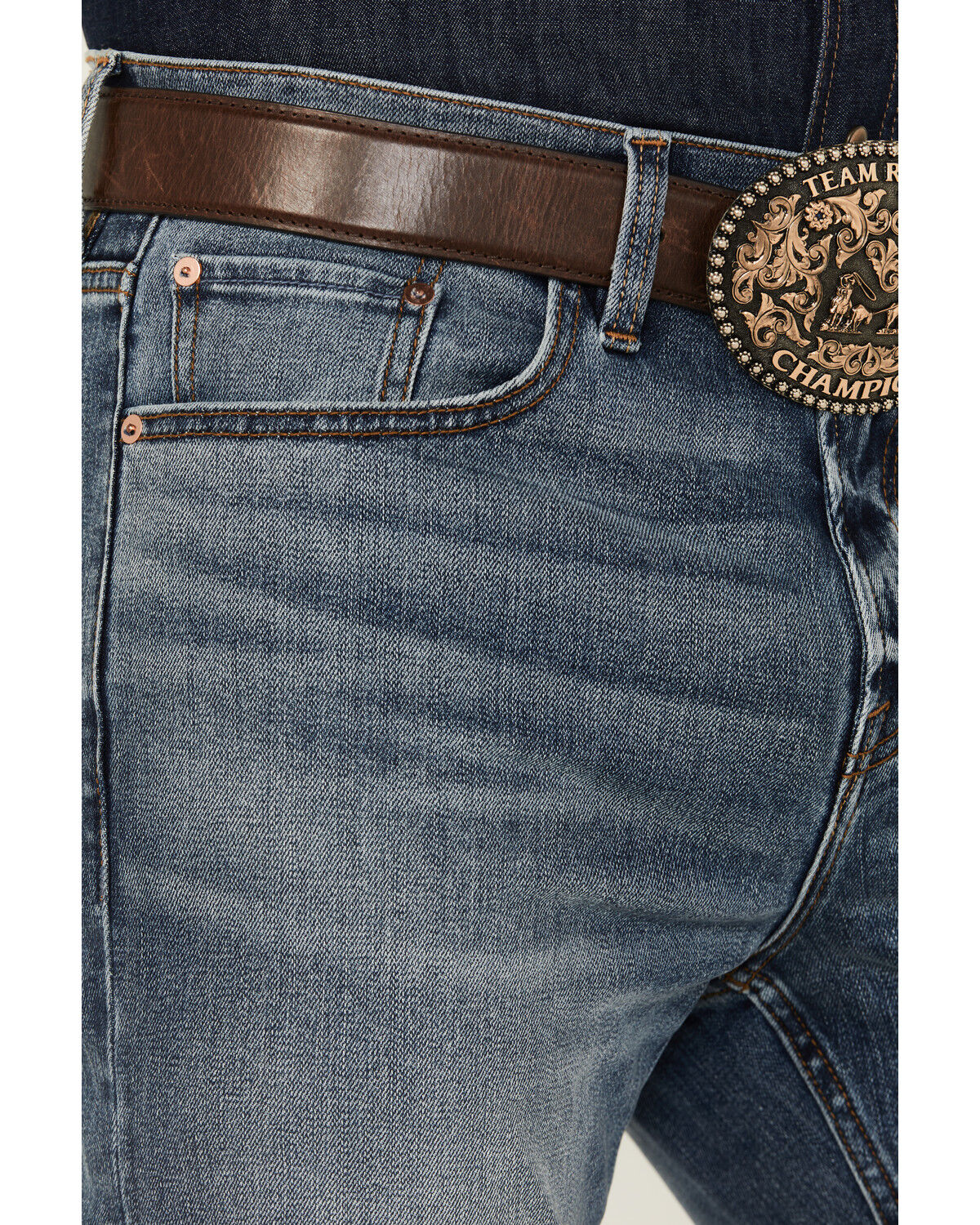 Image #2 - Blue Ranchwear Men's Dorado Wash Bronson Slim Straight Stretch Denim Jeans, Medium Wash, hi-res
