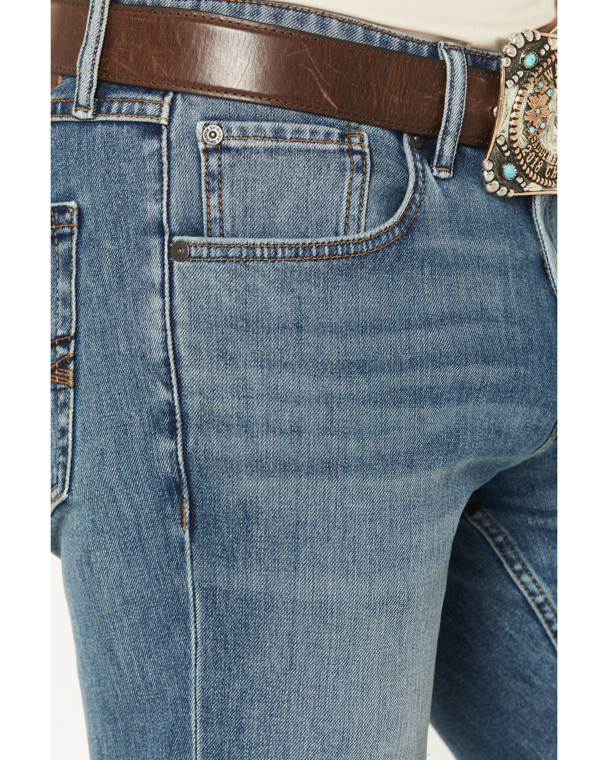 Image #2 - RANK 45&reg; Men's Rider-Flex Roadrunner Wash Ambush Slim Straight 4-Way Stretch Denim Jeans, Medium Wash, hi-res