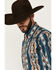 Image #2 - Wrangler Men's Checotah Southwestern Striped Long Sleeve Pearl Snap Western Shirt, Teal, hi-res