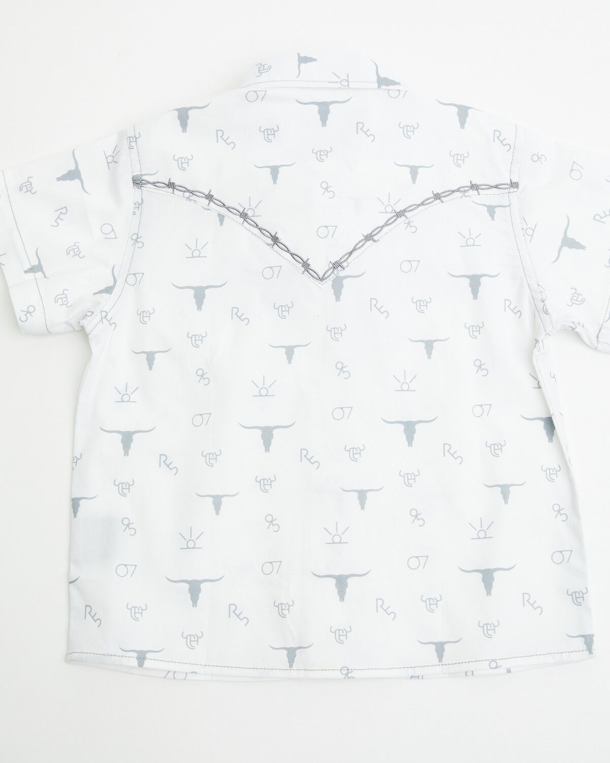 Image #3 - Cowboy Hardware Toddler Boys' Branding Iron Short Sleeve Snap Western Shirt, White, hi-res