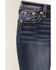 Image #4 - Miss Me Women's Dark Wash Mid Rise Fleur de Lis 32" Bootcut Stretch Denim Jeans, Dark Wash, hi-res