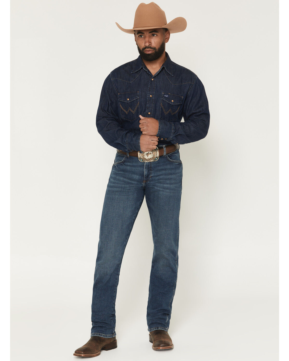 Image #1 - Wrangler Retro Men's 88MWZ Jasper Dark Wash Slim Straight Stretch Denim Jeans, Dark Wash, hi-res