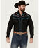 Image #1 - Rodeo Clothing Men's Fancy Smiley Yoke Embroidered Long Sleeve Snap Western Shirt, Black, hi-res