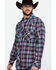 Image #3 - Resistol Men's Crook Small Plaid Long Sleeve Western Shirt, Light Blue, hi-res