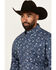 Image #2 - George Strait by Wrangler Men's Paisley Print Long Sleeve Button-Down Stretch Western Shirt - Tall, Navy, hi-res