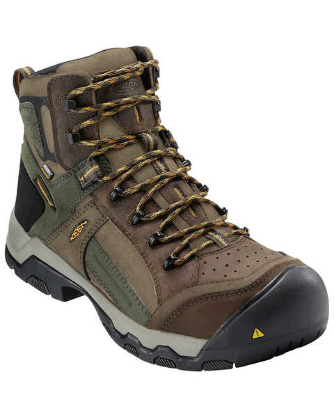Image #1 - Keen Men's Waterproof Non-Metallic Composite Toe Work Boots, Brown, hi-res